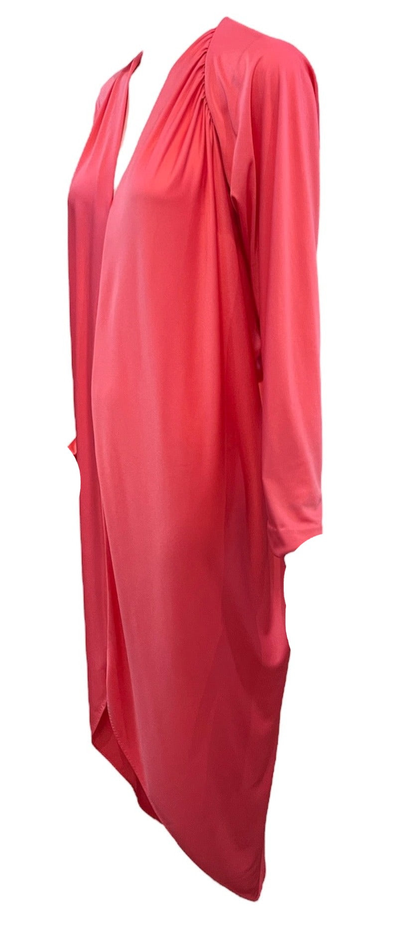Halston IV 70s Coral Poly Caftan  SIDE 2 of 5
