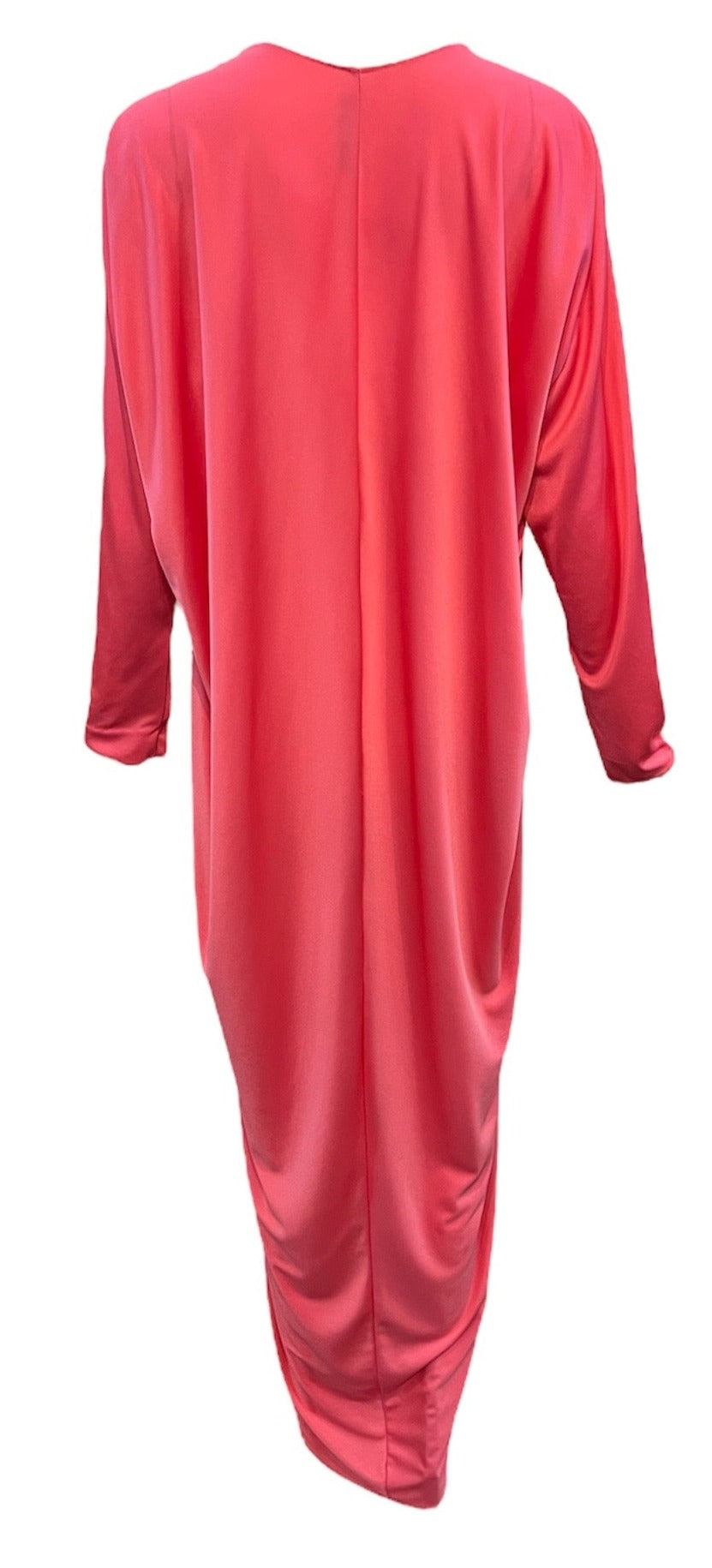 Halston IV 70s Coral Poly Caftan BACK 3 of 5