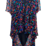 Bob Mackie Black Multicolor Print Two Piece Peignoir Set FRONT 1 of 6