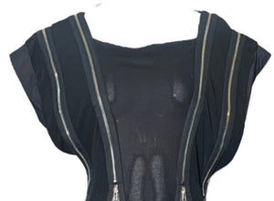  Jean Paul Gaultier  2000s Black and Silver Zipper Jersey Gown BODICE DETAIL4 of 9