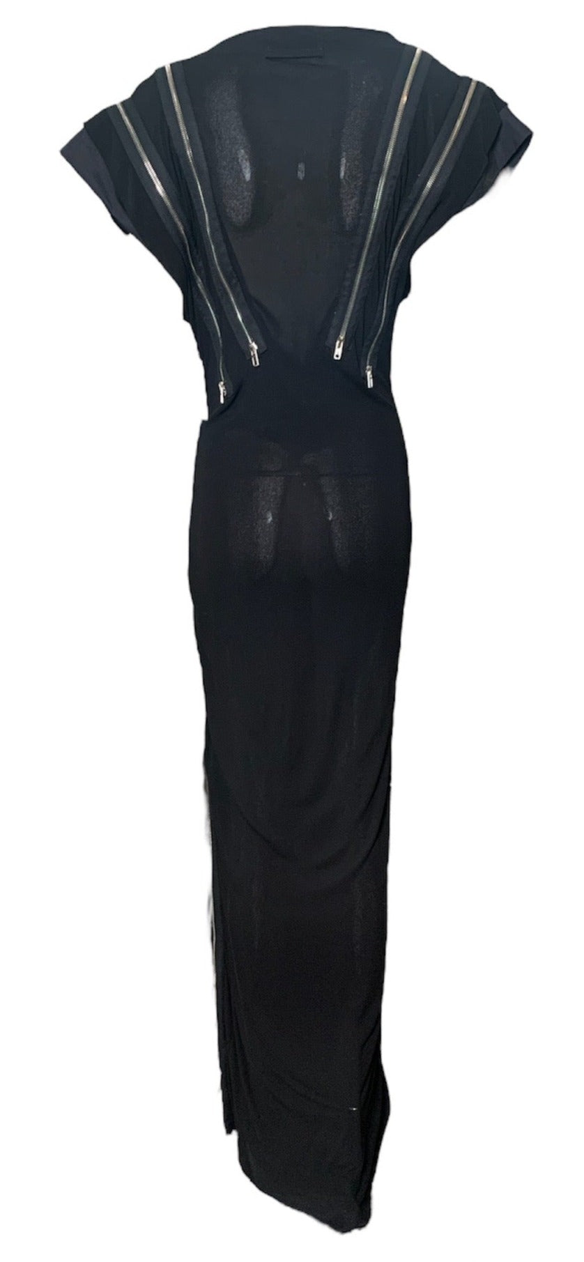  Jean Paul Gaultier  2000s Black and Silver Zipper Jersey Gown  BACK 3 of 9