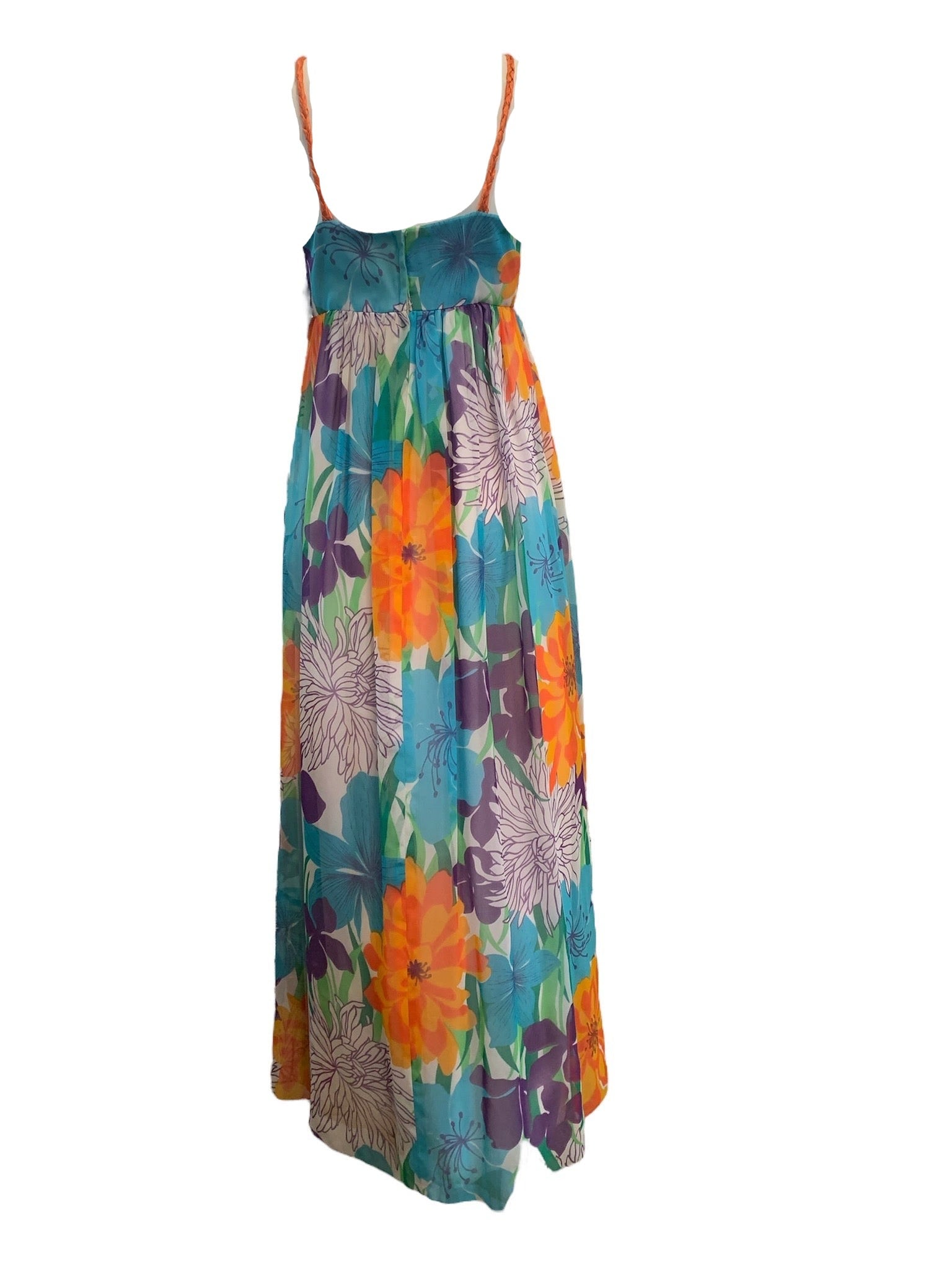 70s Multi Colored Floral Maxi Dress  BACK 3 of 5