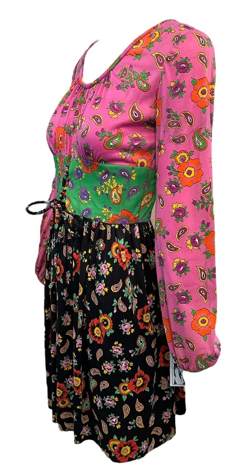 Gay Gibson 60s Multi-Color Poly Paisley Mini Dress SIDE 2 of 6