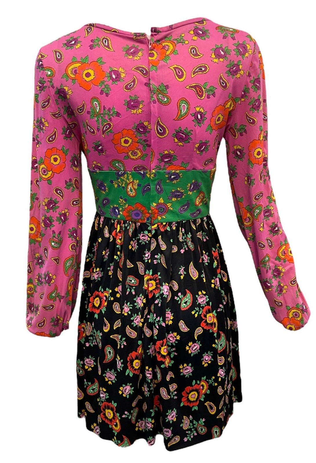 Gay Gibson 60s Multi-Color Poly Paisley Mini Dress Gay Gibson 60s Multi-Color Poly Paisley Mini Dress BACK 3of 6