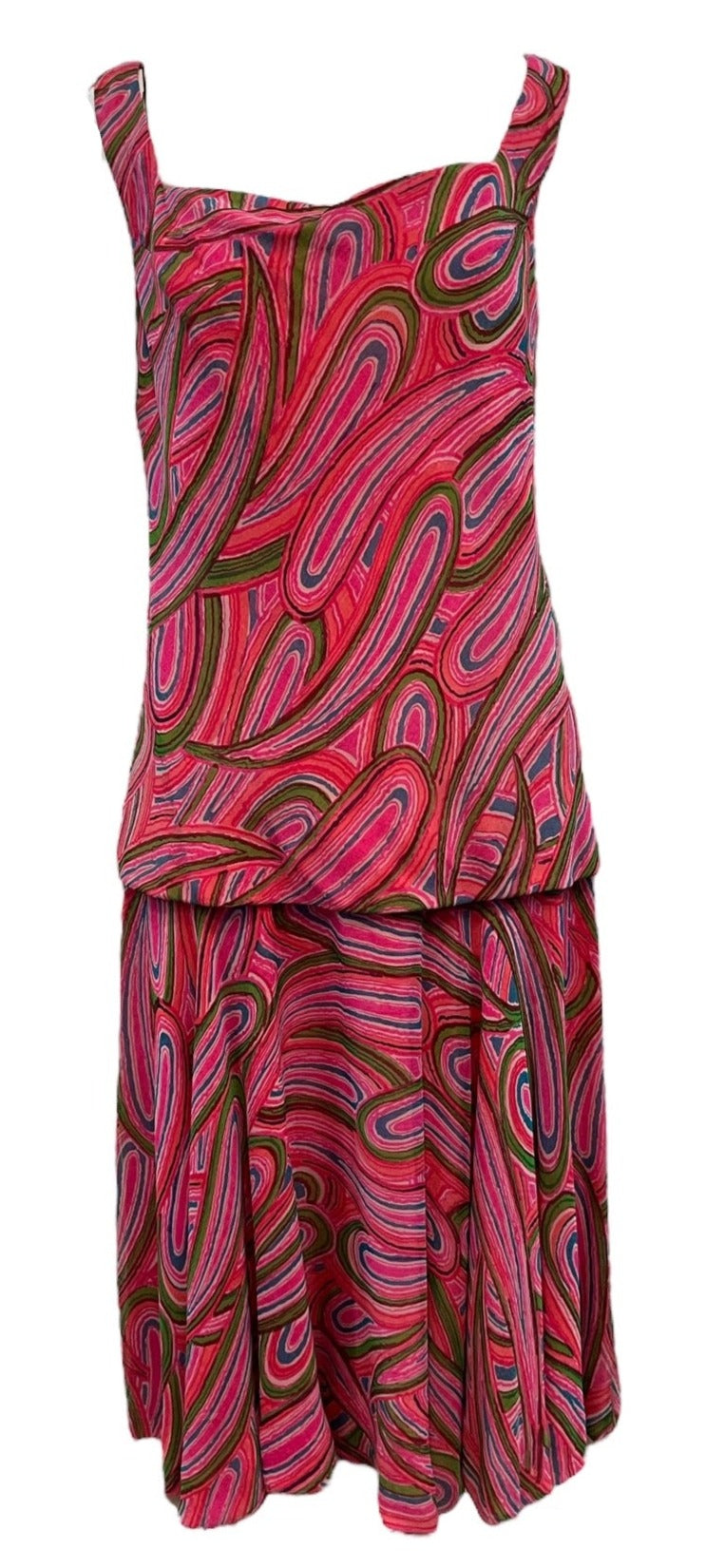 Joan Leslie 60s Mod Psychedelic Chiffon Party Dress FRONT 1 of 7