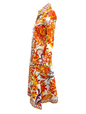 Pucci 70s 2 Piece Cotton Ensemble in Psychedelic Orange and Red Print SIDE 2 of 7