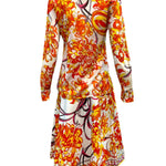Pucci 70s 2 Piece Cotton Ensemble in Psychedelic Orange and Red Print BACK 3 of 7