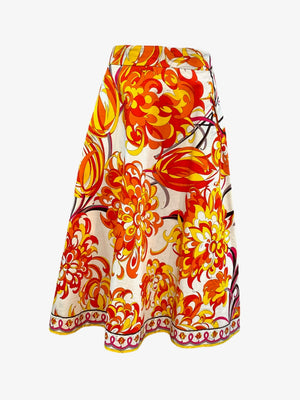 Pucci 70s 2 Piece Cotton Ensemble in Psychedelic Orange and Red Print SKIRT 5 of 7