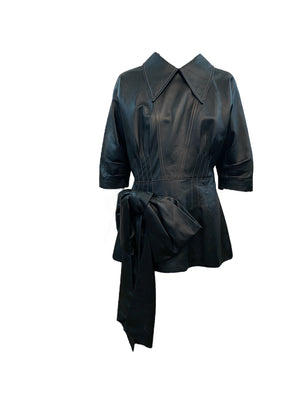  Miu Miu Leather Mini Dress/Tunic with Bow  FRONT 1 of 6