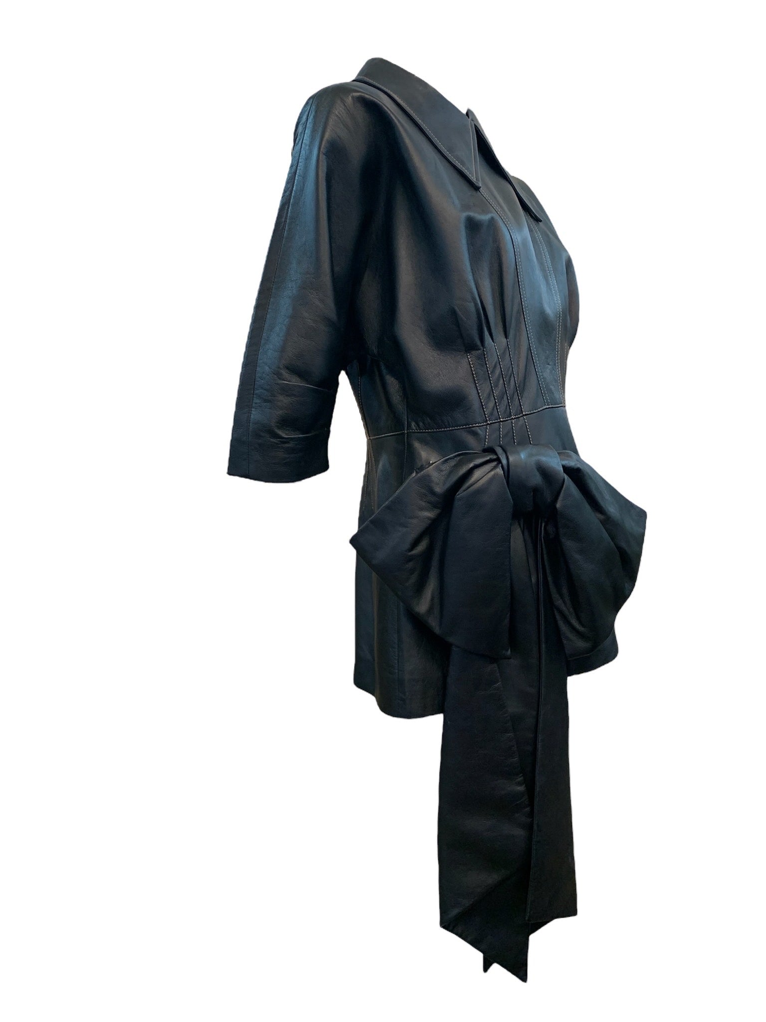  Miu Miu Leather Mini Dress/Tunic with Bow  SIDE 2 of 6