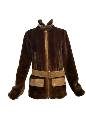  Miu Miu Brown Faux Fur Jacket  FRONT 1 of 6
