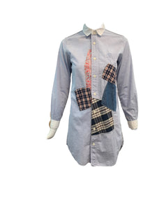  Junya Watanabe for Comme des Garcons 2011 Chambray Patchwork Shirt Dress FRONT 1 of 5