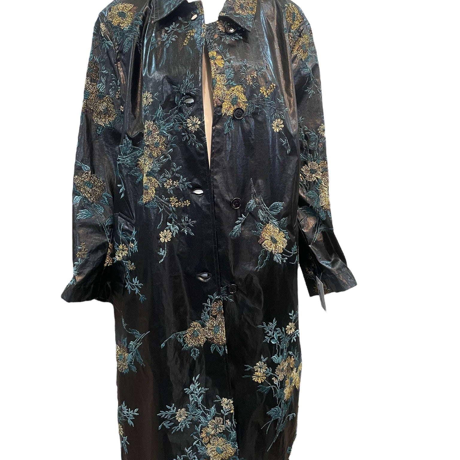 Dries van Noten Contemporary Floral Embroidered Rain Coat FRONT 1 of 5