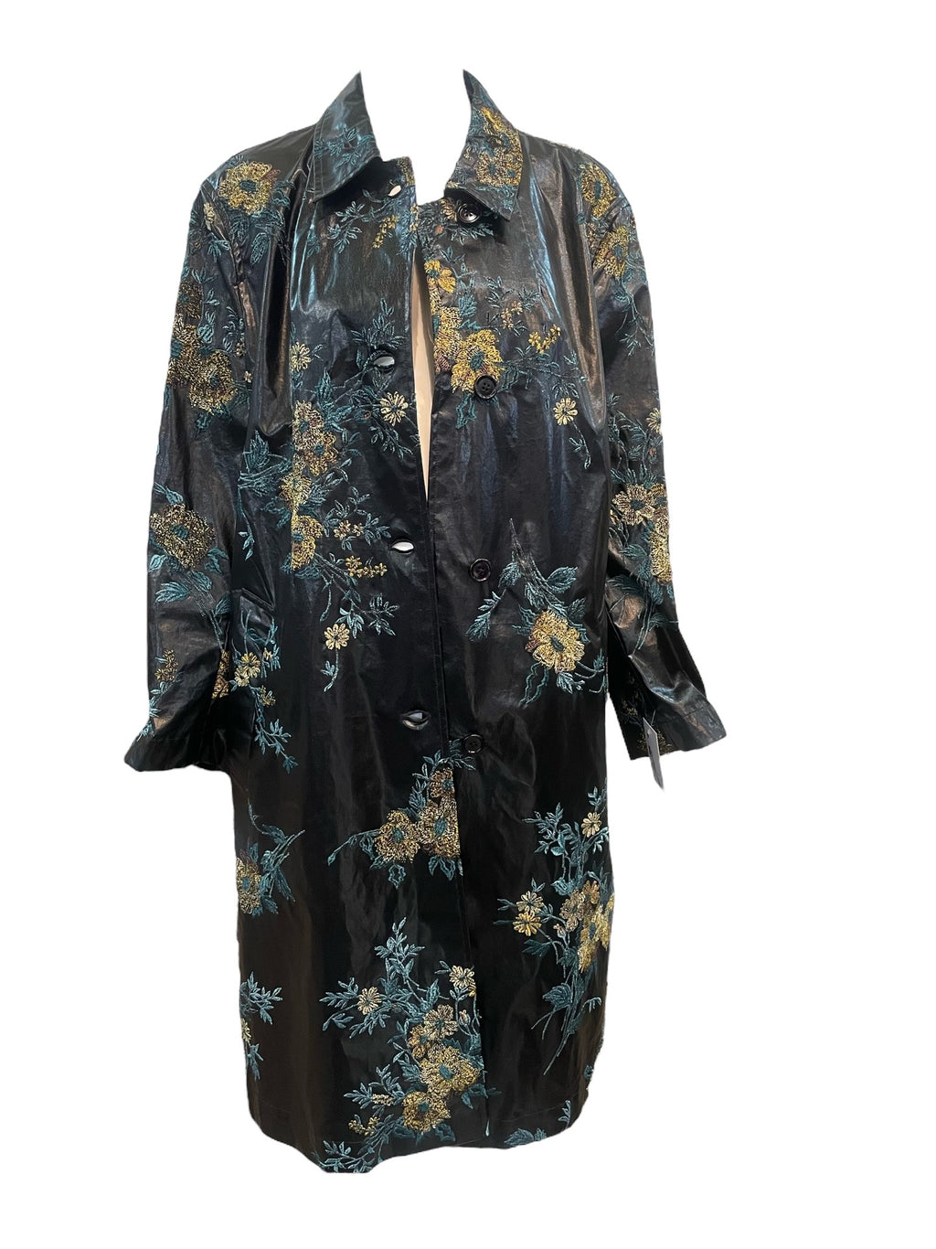 Dries van Noten Contemporary Floral Embroidered Rain Coat FRONT 1 of 5