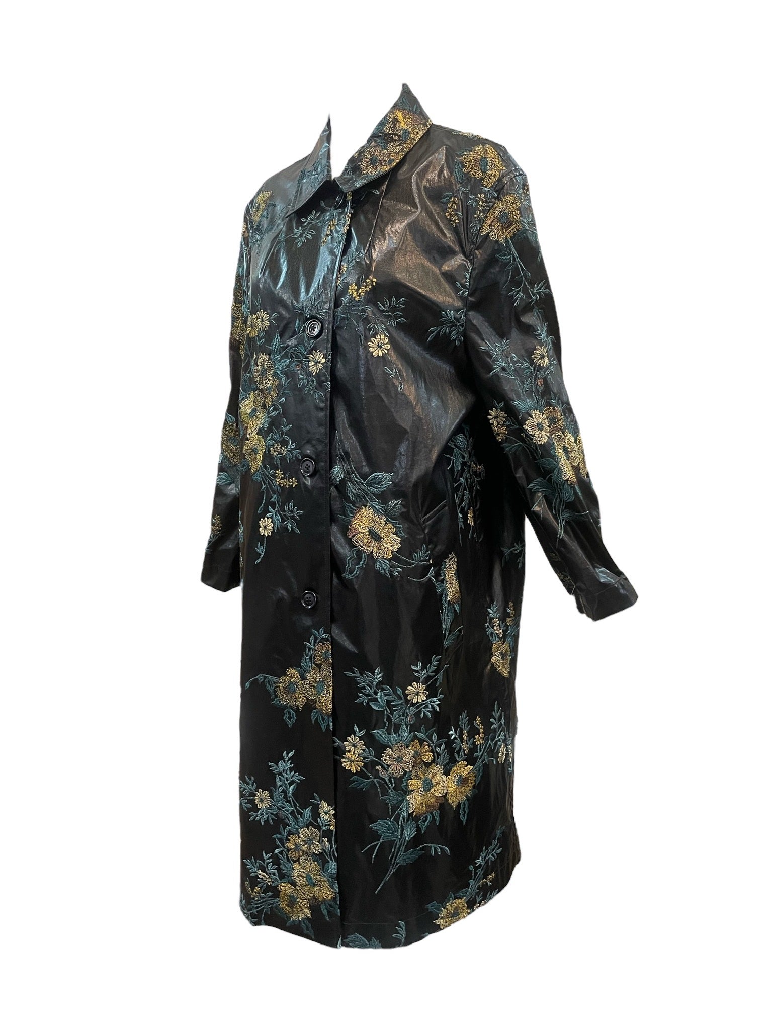 Dries van Noten Contemporary Floral Embroidered Rain Coat ANGLE 2 of 5
