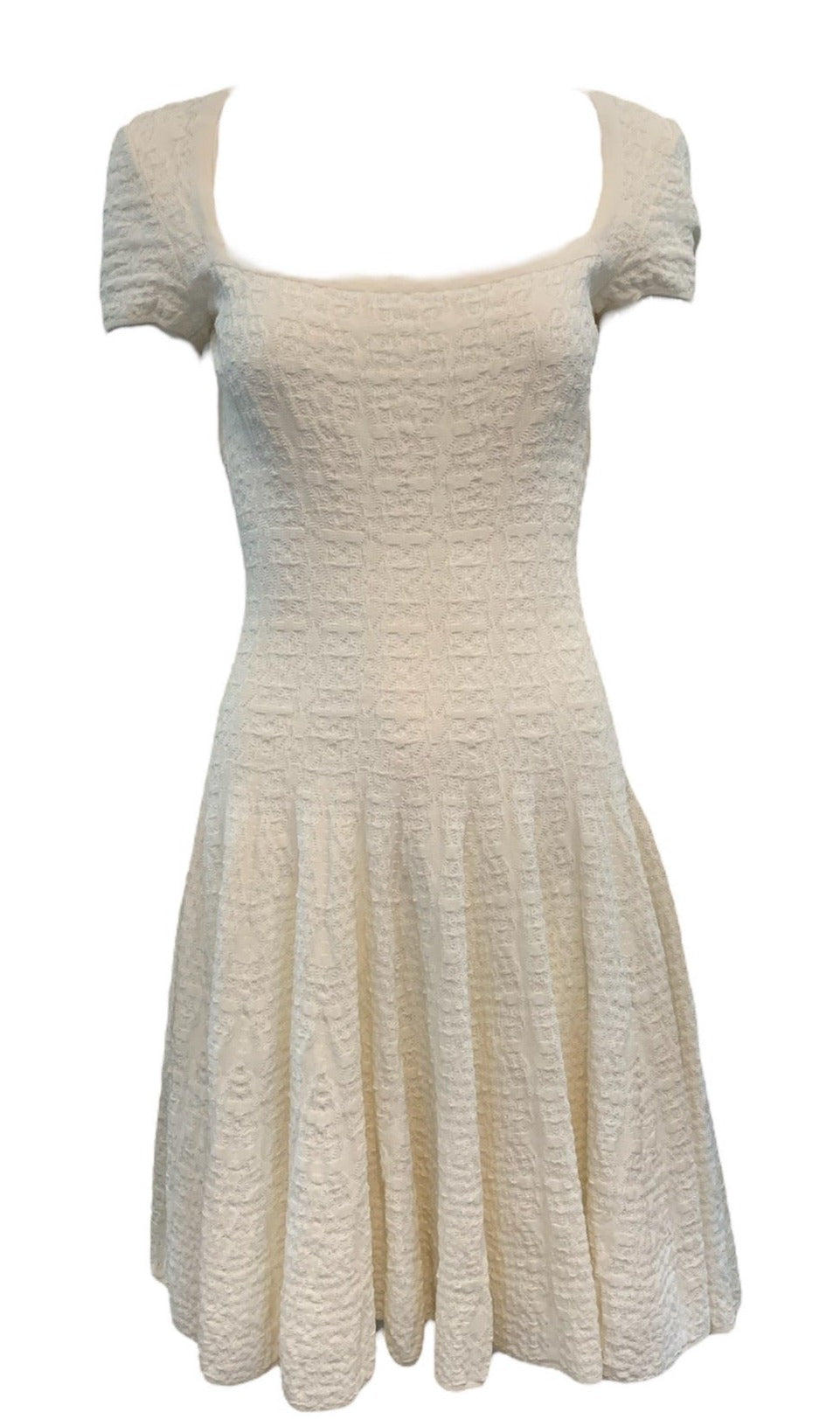 Alaa Y2K White Textured Knit Drop Waist Dress THE WAY WE WORE Alaa Y2K White Textured Knit Drop Waist Dress THE WAY WE WORE