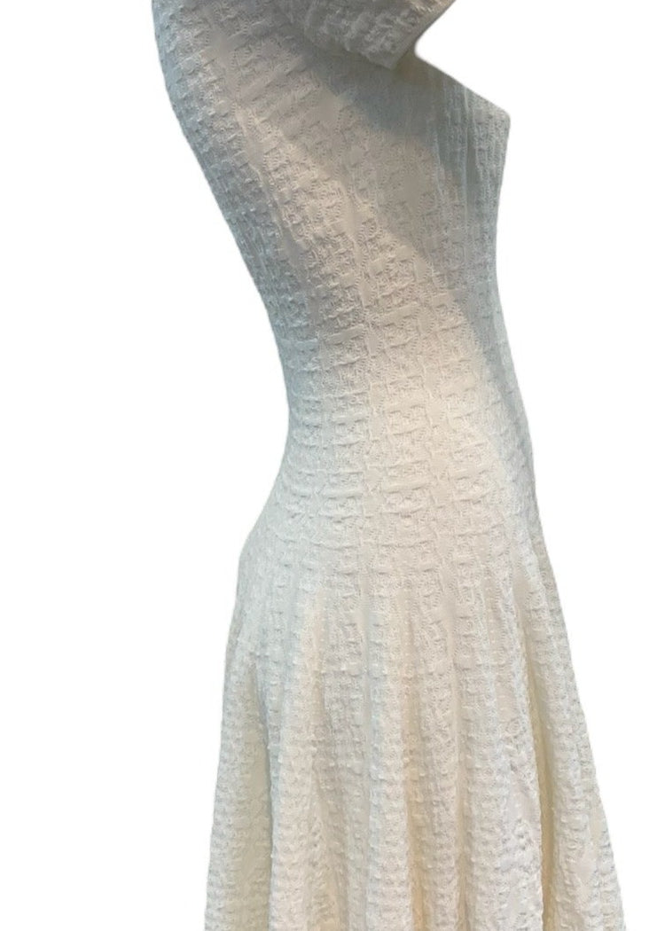 Alaia Y2K White Knit Drop Waist Dress SIDE 2 of 5