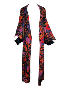 Hanae Mori 70s Full Length Floral Print Coat FRONT 1 of 6