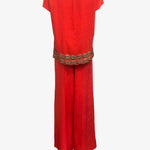 Eleanora Garnett 60s Red Hostess Pantsuit with Gold Lame Jacquard Trim BACK 3 of 7