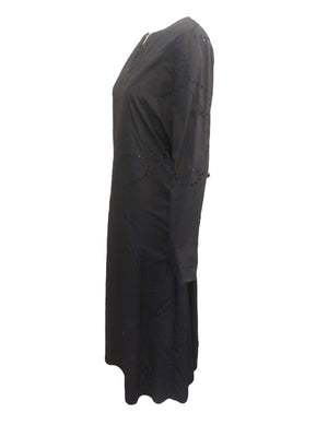 GHOST Y2K Black Cotton  Embroidered Caftan Maxi Dress SIDE 2 of 5