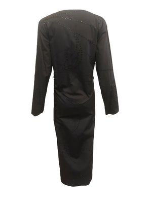 GHOST Y2K Black Cotton  Embroidered Caftan Maxi Dress BLACK 3 of 5