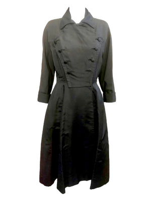 Don Loper 50s Double Breasted Black Coat FRONT 1 of 5