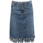 Dolce and Gabbana D&G Y2K Denim Frayed Fringed Hem  Skirt FRONT 1 of 5