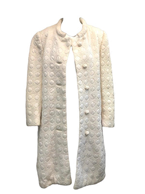 Main Street 60s Coat White Quilted Nylon with Spots FRONT 1 of 7