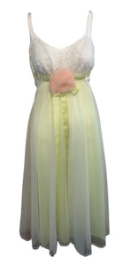 Vanity Fair 60s Chartreuse Nylon Negligee FRONT  1 of 4