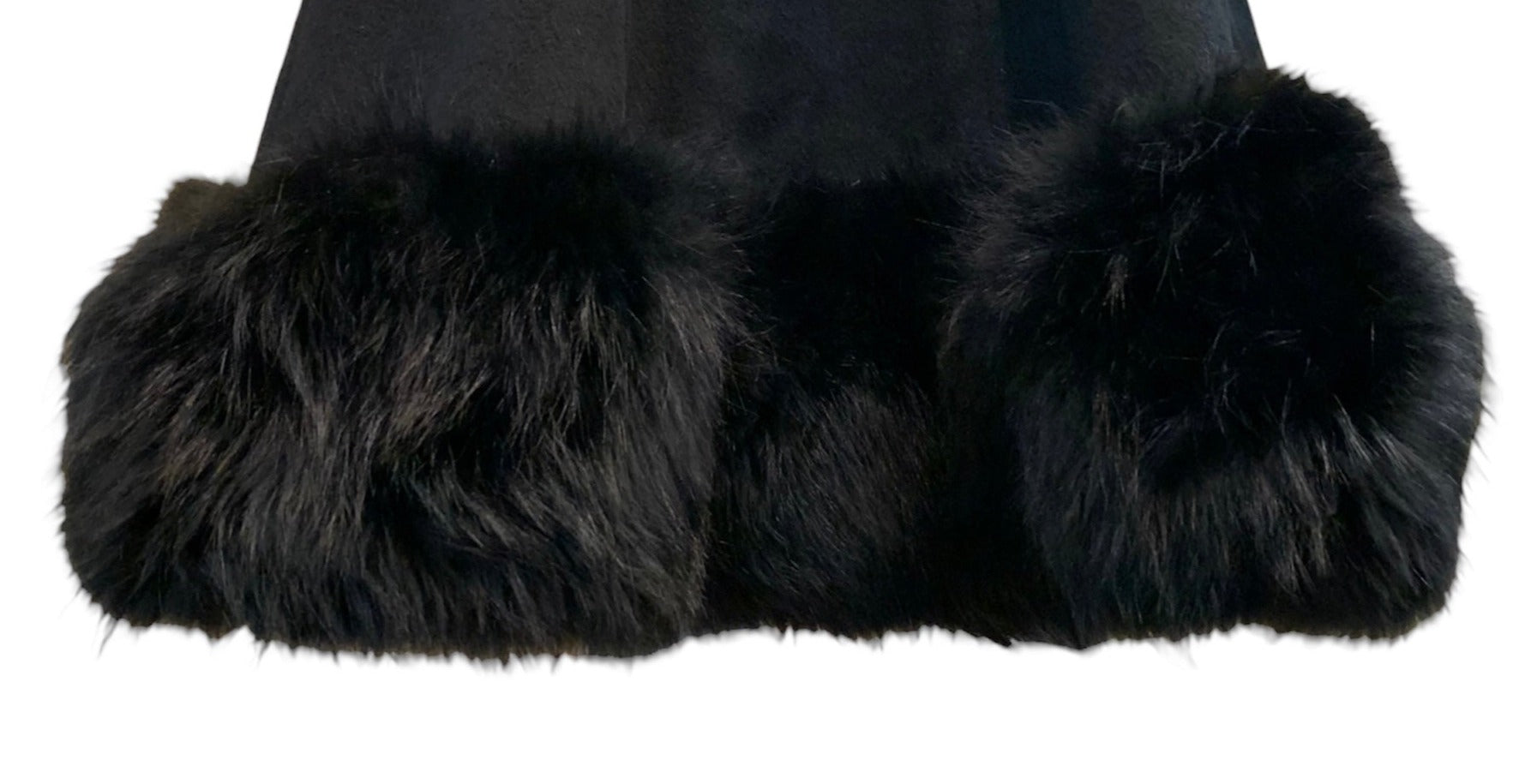 Don Loper 50s Black Wool Fur Trimmed Coat HEM 5 of 6