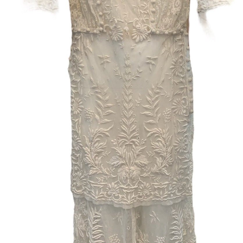 Edwardian Gown White Handmade Lace and Embroidery FRONT 1 of 6