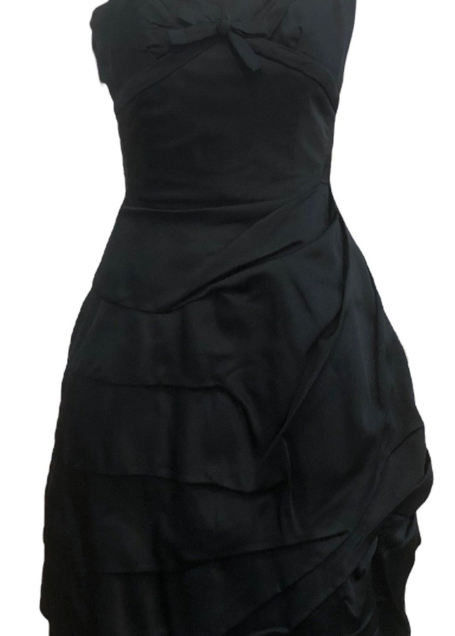  Mingolini Guggenheim 50s Black Faille Cocktail Dress FRONT 1 of 5