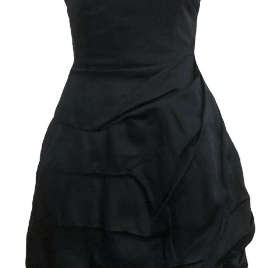  Mingolini Guggenheim 50s Black Faille Cocktail Dress FRONT 1 of 5