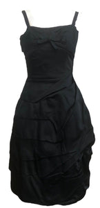  Mingolini Guggenheim 50s Black Faille Cocktail Dress FRONT 1 of 5