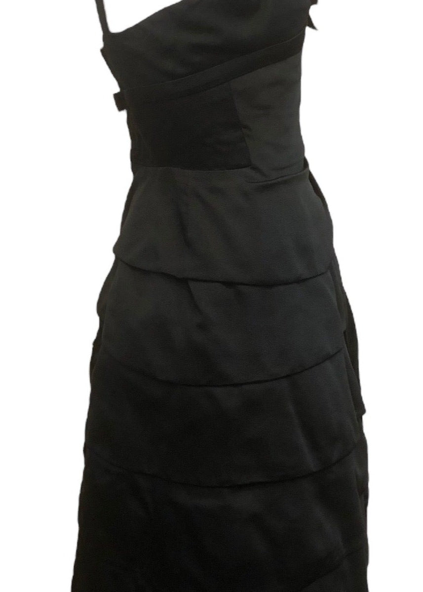  Mingolini Guggenheim 50s Black Faille Cocktail Dress SIDE 2 of 5