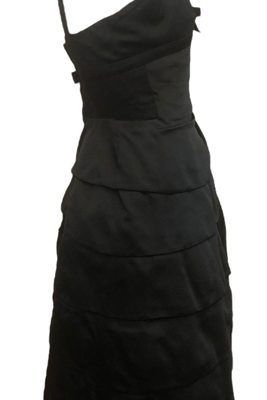  Mingolini Gugenheim 50s Black Faille Cocktail Dress SIDE 2 of 5