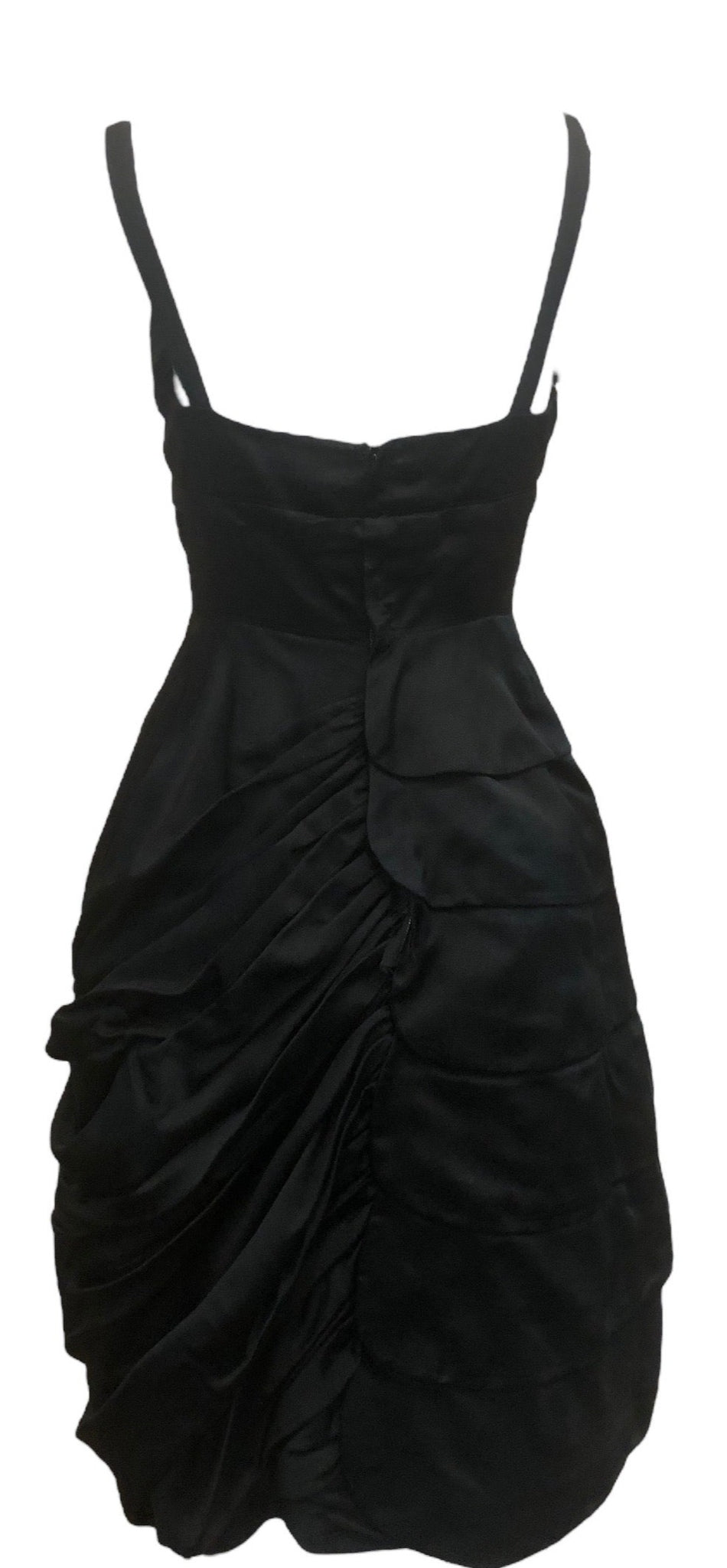  Mingolini Guggenheim 50s Black Faille Cocktail Dress BACK 3 of 5
