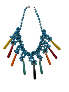 1930s Whimsical and Colorful Glass Beaded Necklace FRONT 1 of 3