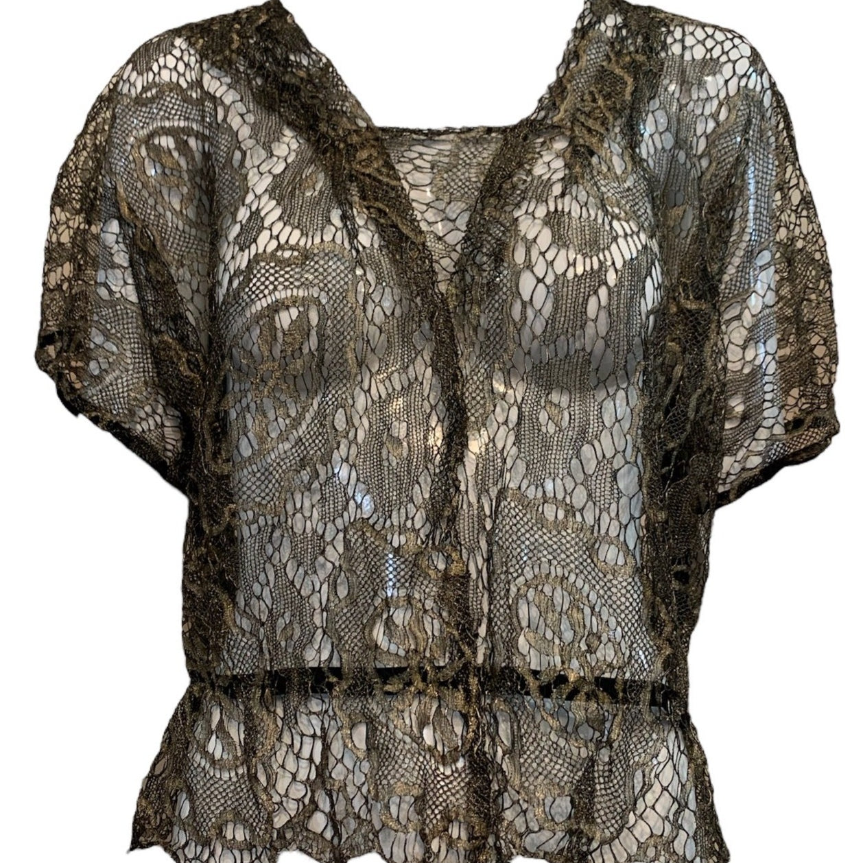 20s Gold Lame Lace Blouse FRONT 1 of 5