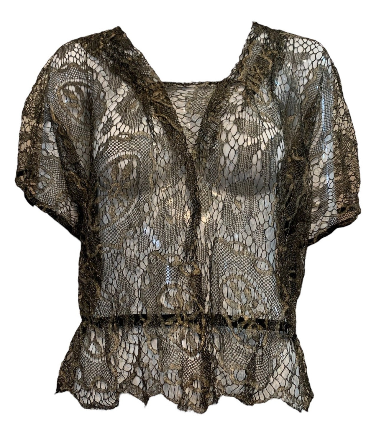  20s Gold Lame Lace Blouse FRONT 1 of 5