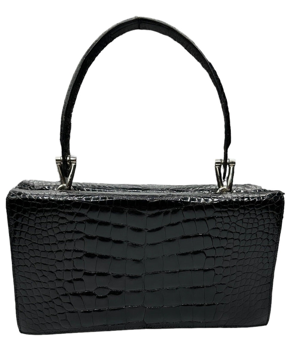 Gianfranco Ferre Black Baby Alligator Handbag  FRONT 1 of 5