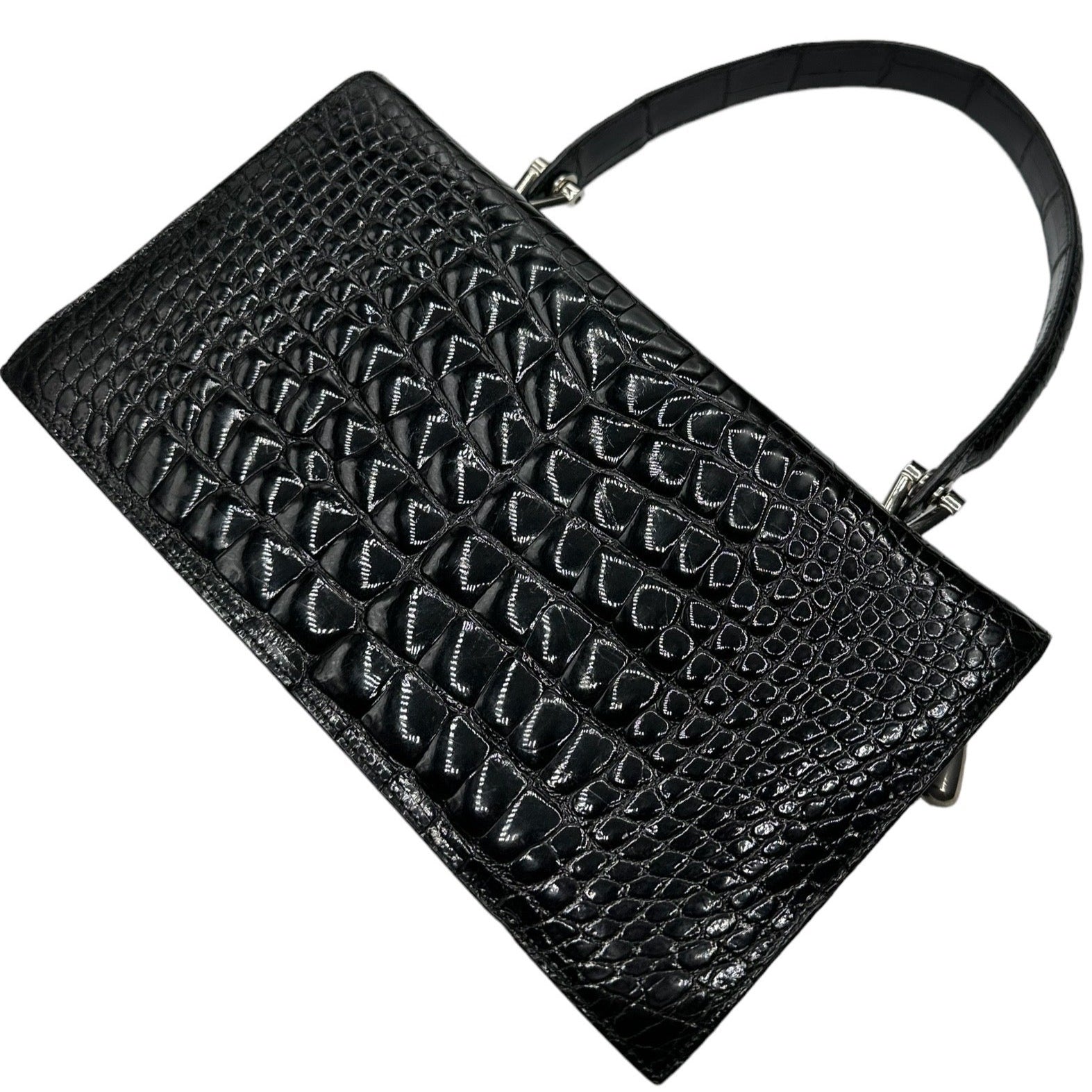 Gianfranco Ferre Black Baby Alligator Handbag  BACK  of 5