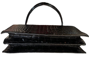 Gianfranco Ferre Black Baby Alligator Handbag BOTTOM 4 of 5