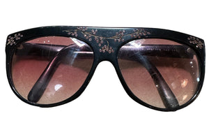 Venezia 80s Black Flattop Sunglasses with Sparkle FRONT 1 of 6