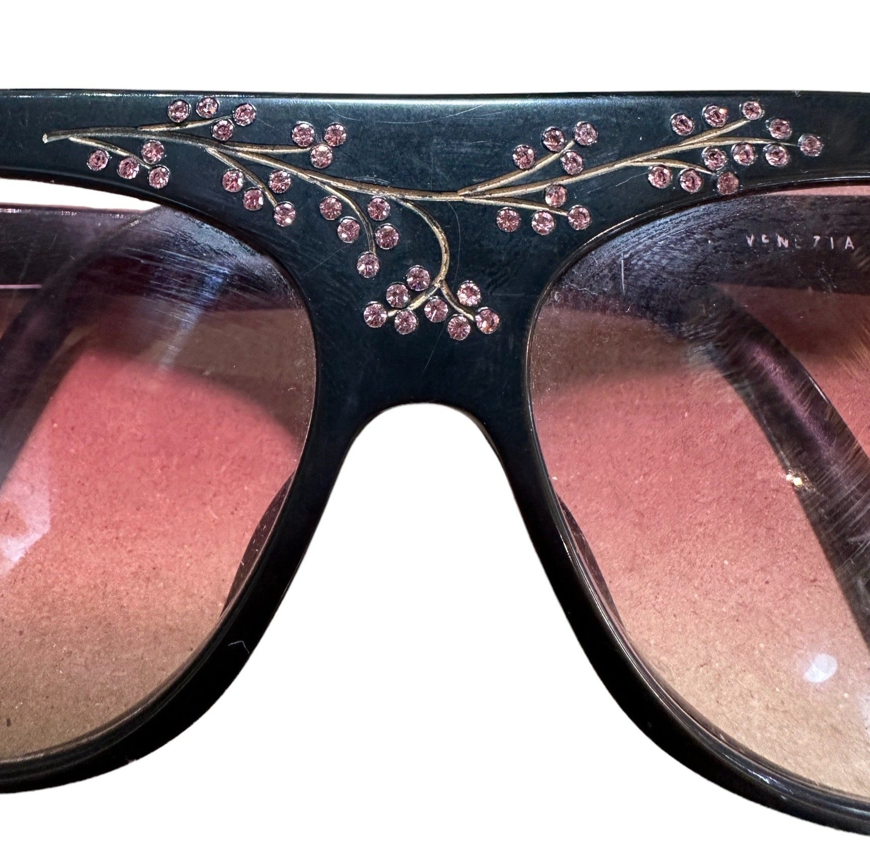 Venezia 80s Black Flattop Sunglasses with Sparkle DETAIL 4 of 6