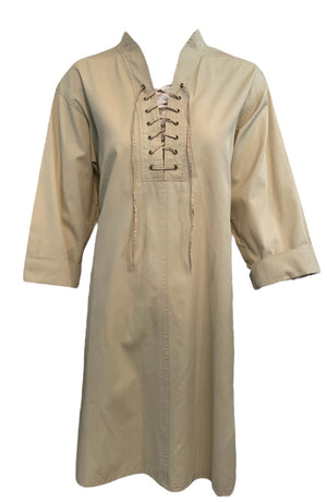 Late 1970s YSL Rive Gauche Khaki Safari Dress