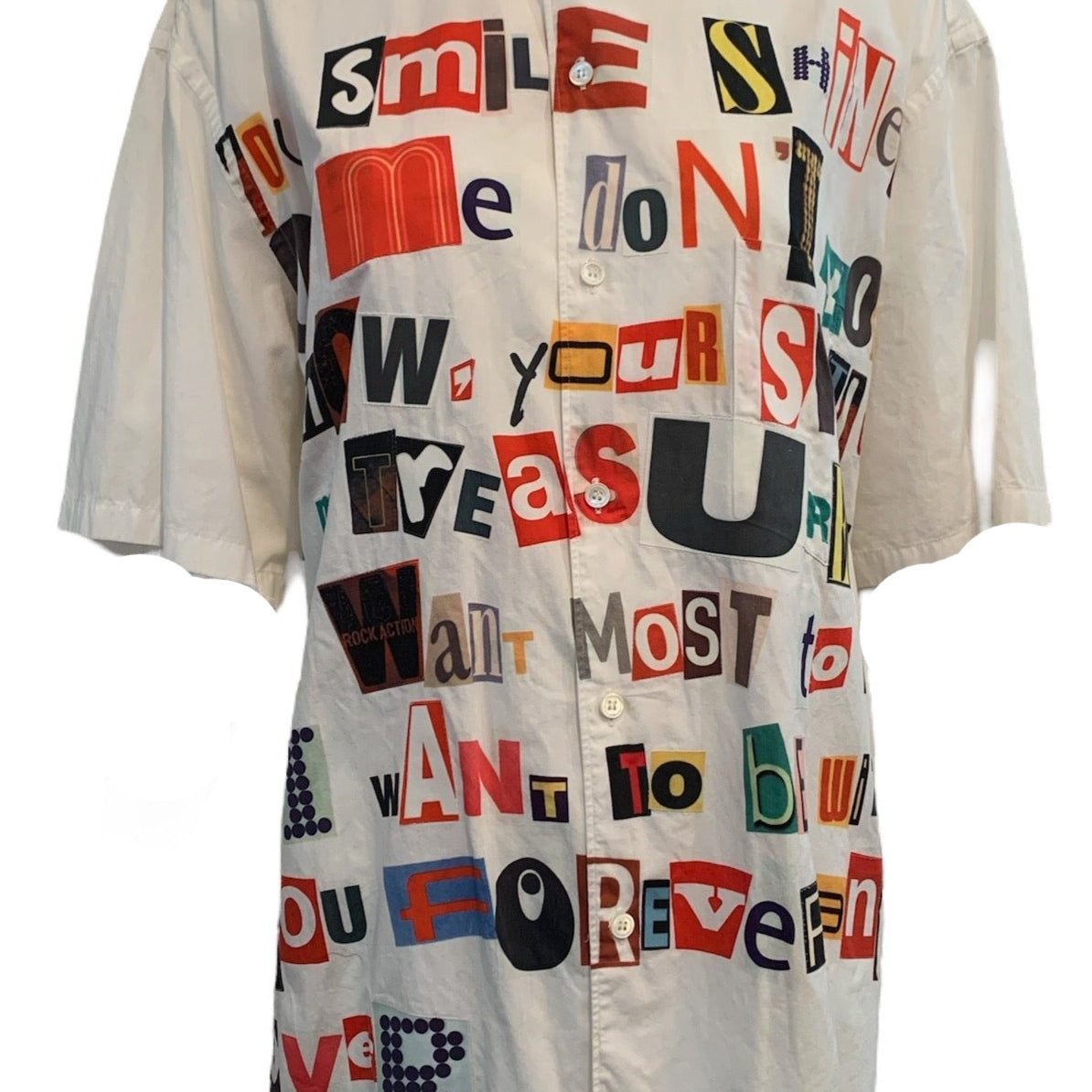 Junya Watanabe, S/S 2002 ‘Ransom Note’ Poem Shirt FRONT 1 of 5