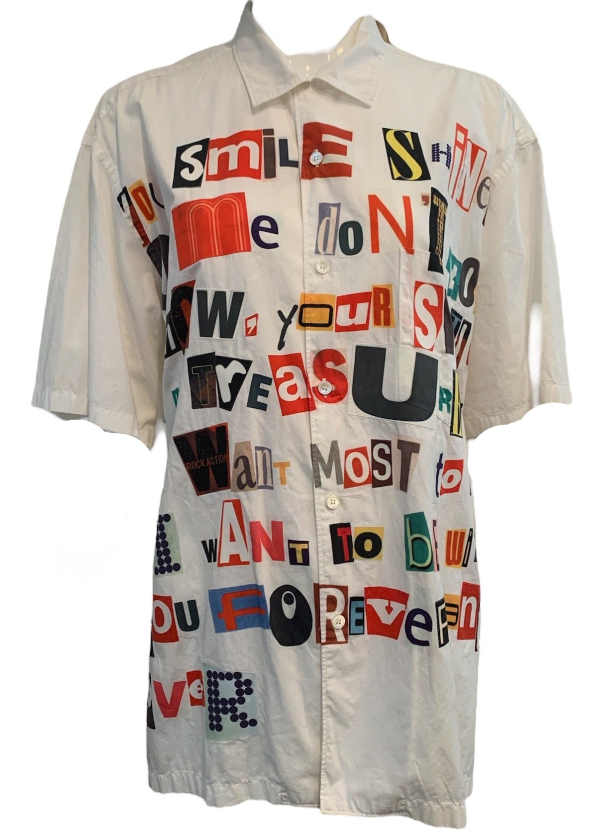 Junya Watanabe, S/S 2002 ‘Ransom Note’ Poem Shirt FRONT 1 of 5