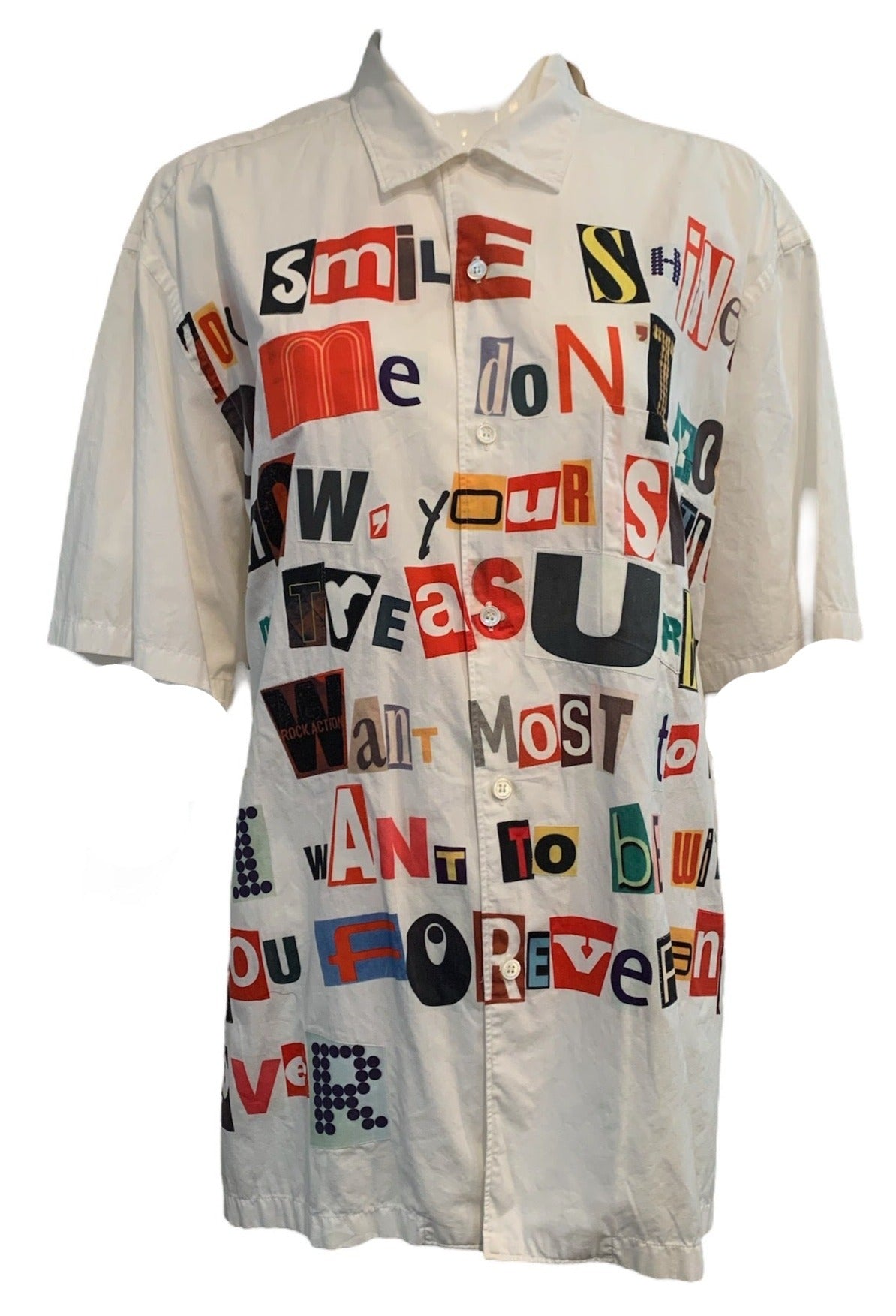 Junya Watanabe, S/S 2002 ‘Ransom Note’ Poem Shirt FRONT 1 of 5