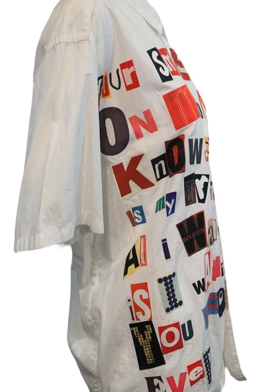 Junya Watanabe, S/S 2002 ‘Ransom Note’ Poem Shirt SIDES 2 of 5